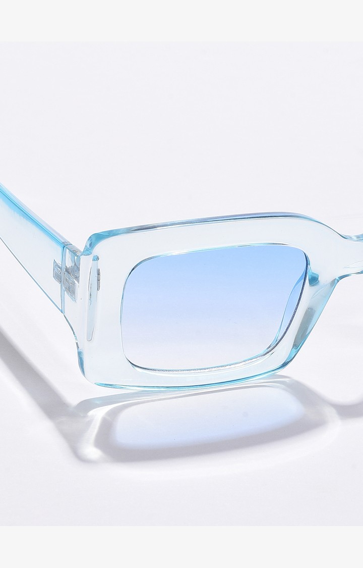 Haute Sauce By Campus Sutra Women Blue Lens & White Rectangle Sunglasses With Polarised Lens