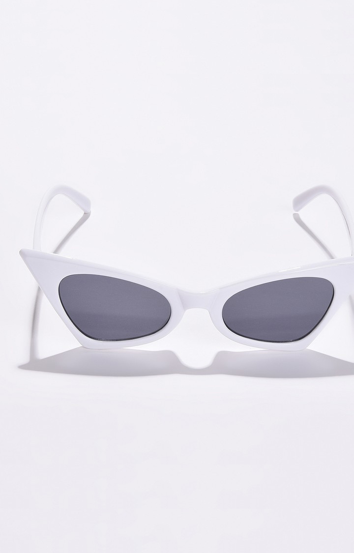 Haute Sauce By Campus Sutra Women Black Lens & White Cateye Sunglasses With Uv Protected Lens