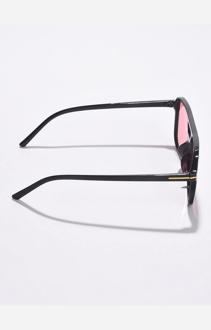 Haute Sauce By Campus Sutra Unisex Pink Lens & Black Aviator Sunglasses With Polarised Lens