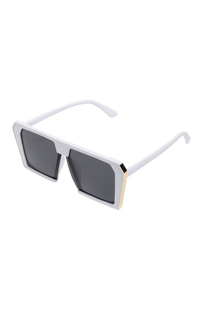 Haute Sauce By Campus Sutra Unisex Black Lens & White Oversized Sunglasses With Uv Protected Lens