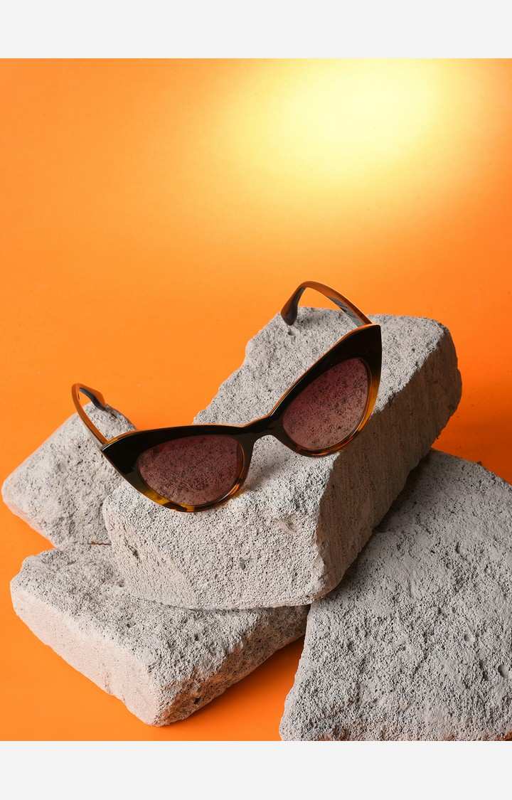 Haute Sauce By Campus Sutra Women Black Lens & Black Cateye Sunglasses With Uv Protected Lens