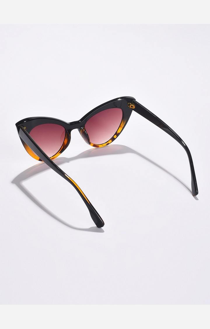 Haute Sauce By Campus Sutra Women Black Lens & Black Cateye Sunglasses With Uv Protected Lens