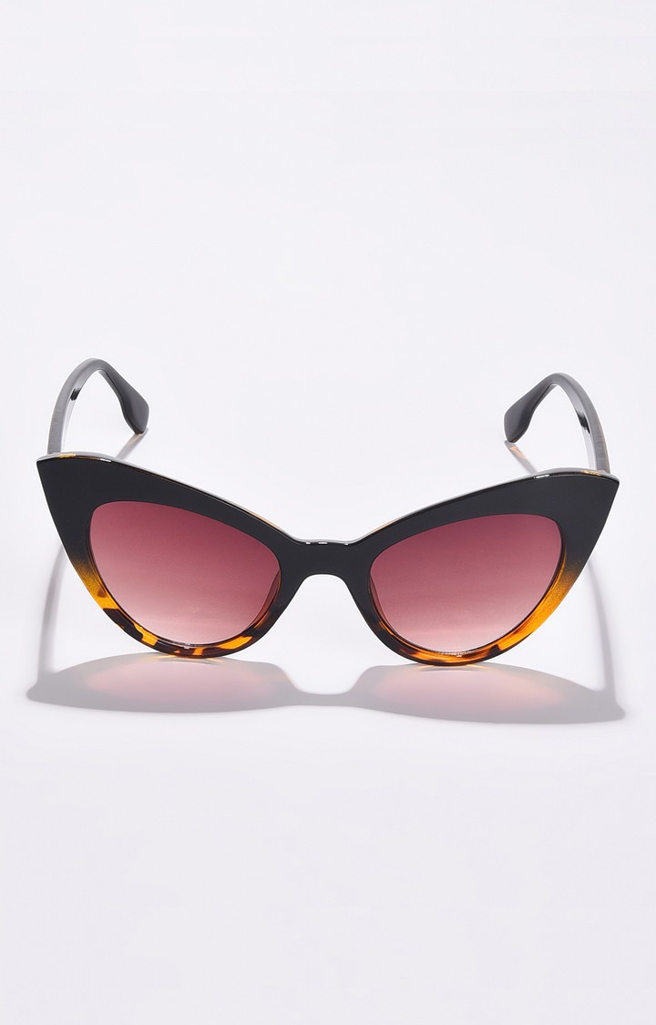 Haute Sauce By Campus Sutra Women Black Lens & Black Cateye Sunglasses With Uv Protected Lens