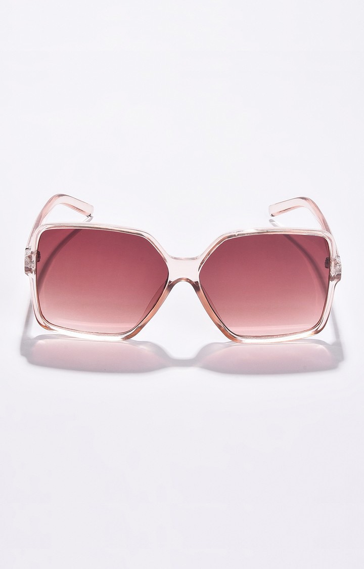 Haute Sauce By Campus Sutra Women Brown Lens & White Oversized Sunglasses With Uv Protected Lens