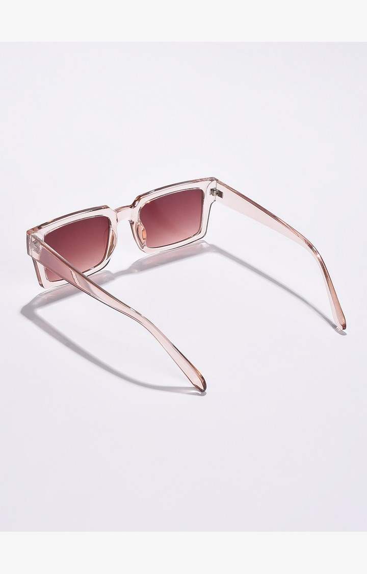 Haute Sauce By Campus Sutra Unisex Brown Lens & Pink Rectangle Sunglasses With Polarised Lens
