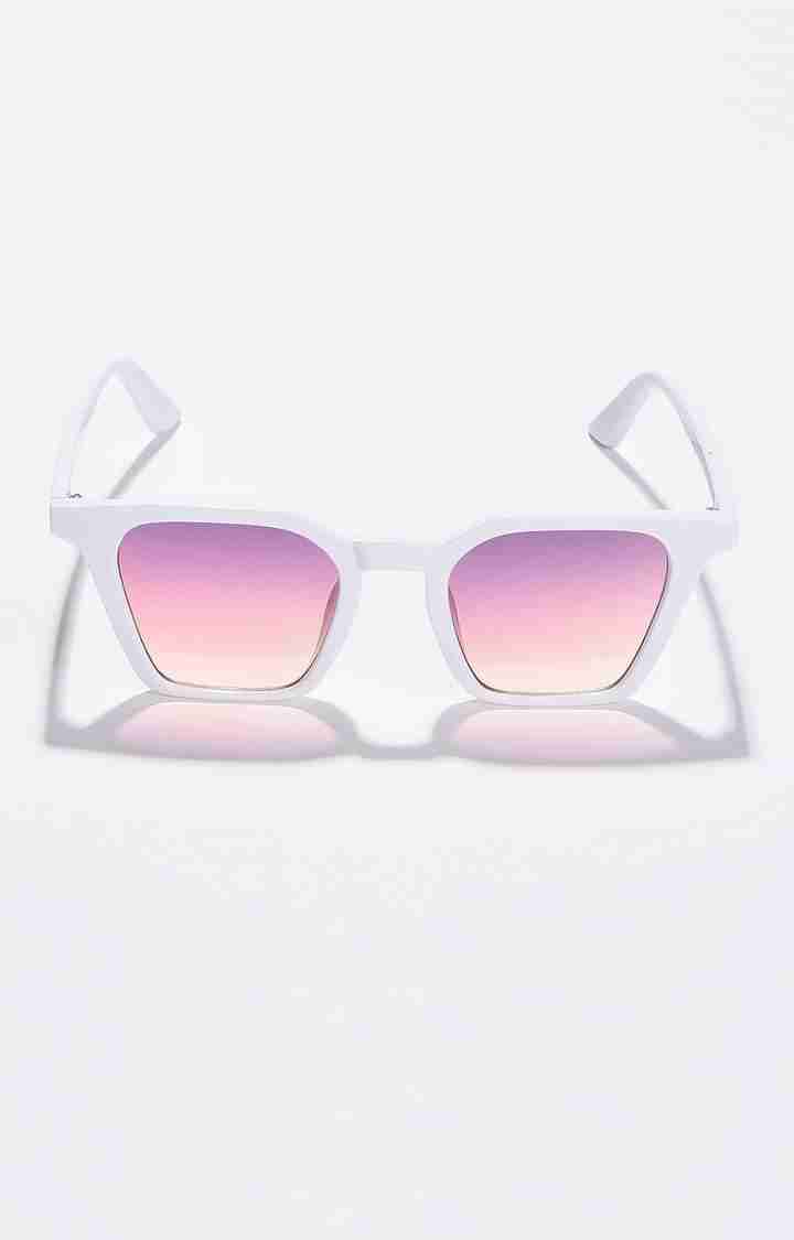 Haute Sauce By Campus Sutra Women Purple Lens & White Wayfarer Sunglasses With Polarised Lens