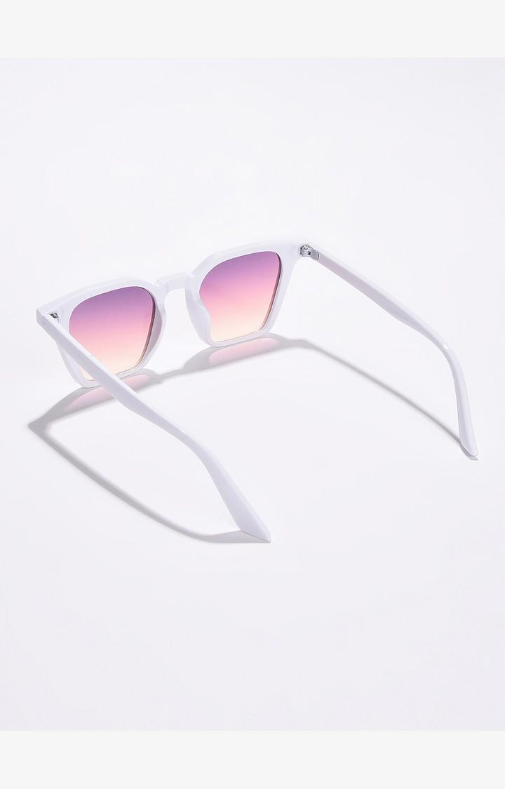 Haute Sauce By Campus Sutra Women Purple Lens & White Wayfarer Sunglasses With Polarised Lens