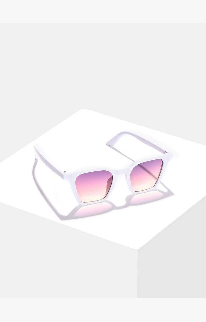 Haute Sauce By Campus Sutra Women Purple Lens & White Wayfarer Sunglasses With Polarised Lens