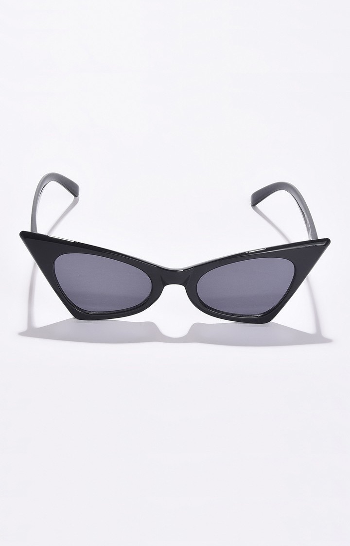 Haute Sauce By Campus Sutra Women Black Lens & Black Cateye Sunglasses With Uv Protected Lens