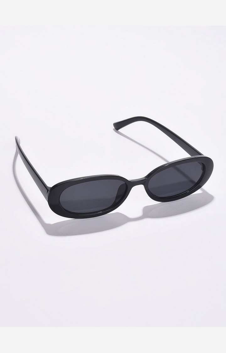 Haute Sauce By Campus Sutra Unisex Black Lens & Black Oval Sunglasses With Uv Protected Lens