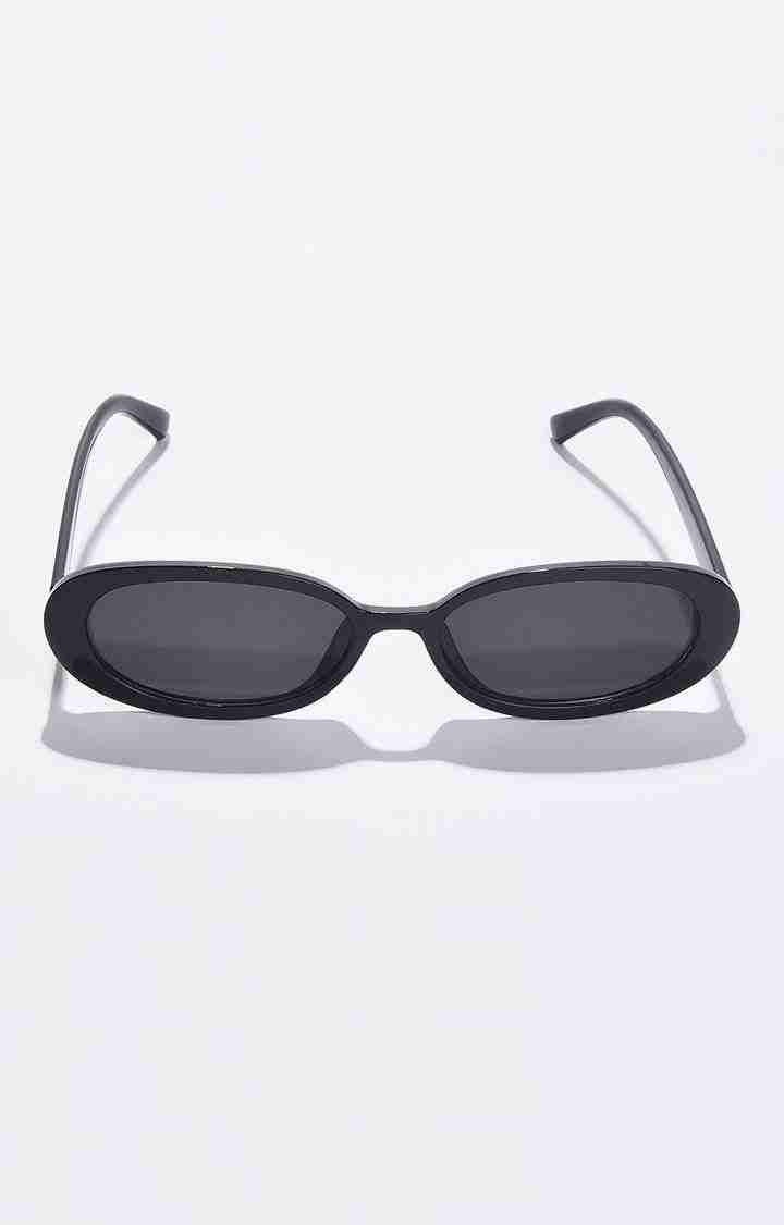Haute Sauce By Campus Sutra Unisex Black Lens & Black Oval Sunglasses With Uv Protected Lens