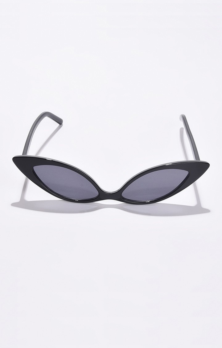 Haute Sauce By Campus Sutra Women Black Lens & Black Cateye Sunglasses With Uv Protected Lens
