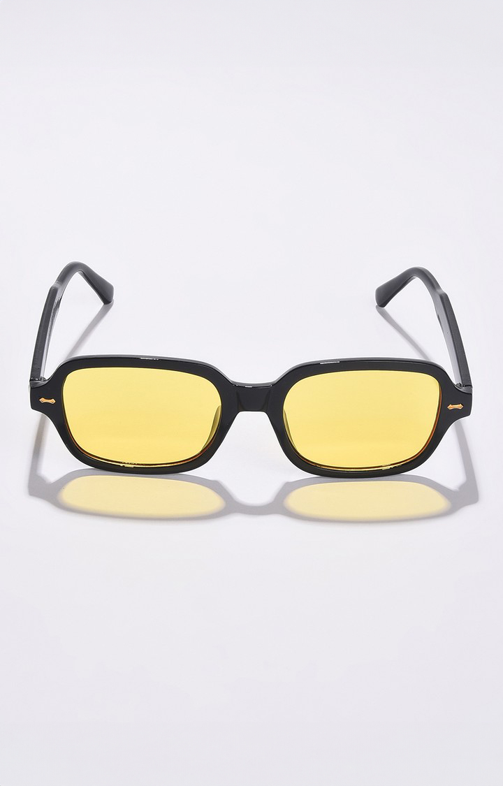 Haute Sauce By Campus Sutra Unisex Yellow Lens & Black Oval Sunglasses With Polarised Lens
