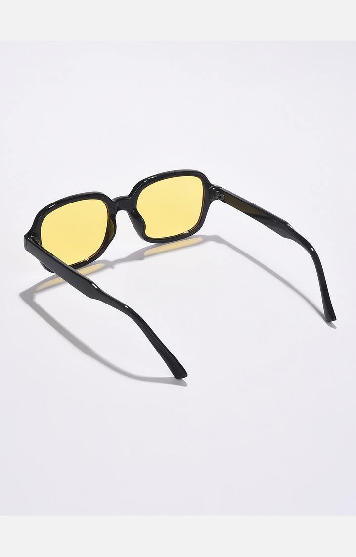 Haute Sauce By Campus Sutra Unisex Yellow Lens & Black Oval Sunglasses With Polarised Lens