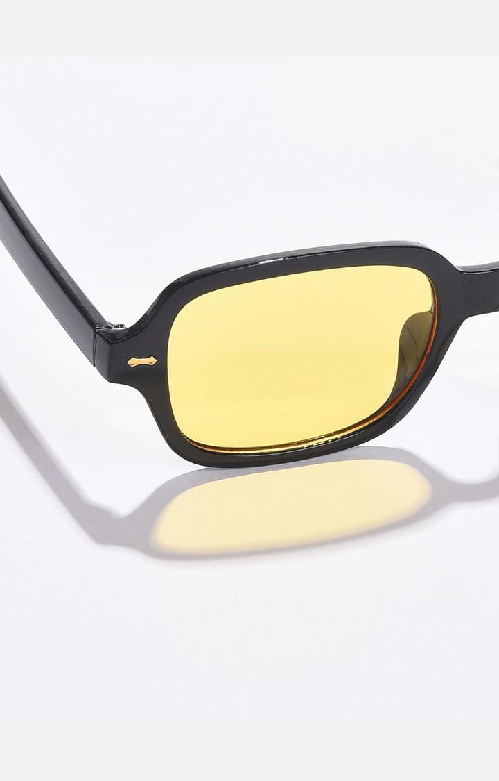 Haute Sauce By Campus Sutra Unisex Yellow Lens & Black Oval Sunglasses With Polarised Lens