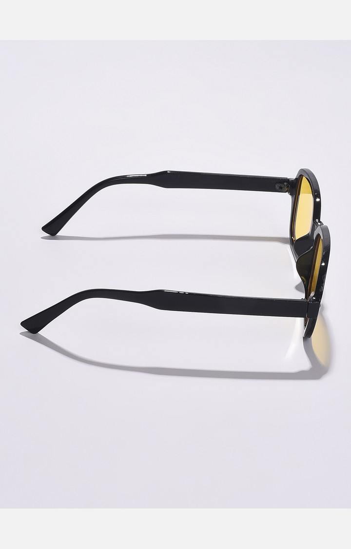 Haute Sauce By Campus Sutra Unisex Yellow Lens & Black Oval Sunglasses With Polarised Lens