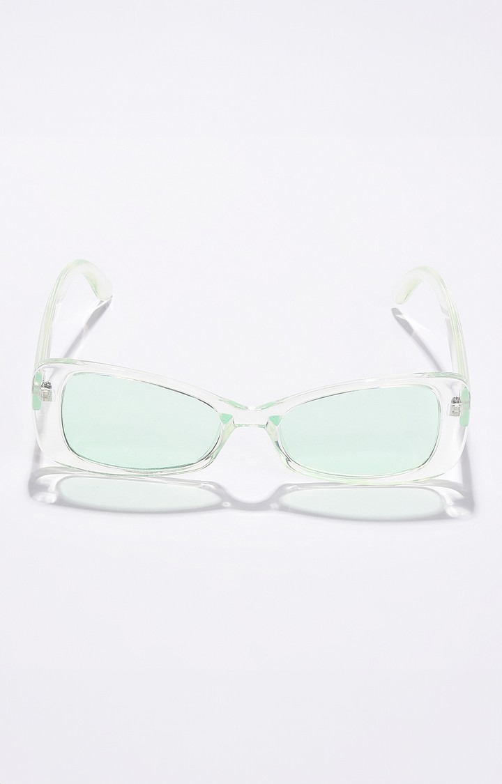 Haute Sauce By Campus Sutra Unisex Green Lens & White Cateye Sunglasses