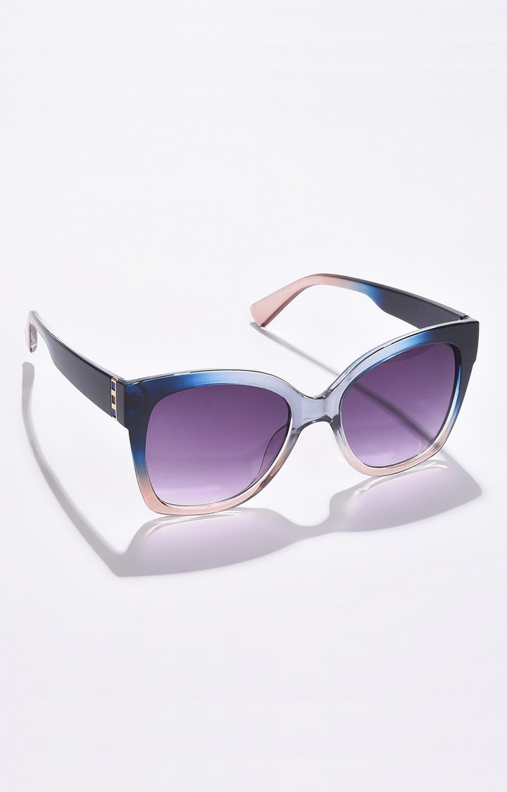 Haute Sauce By Campus Sutra Women Black Lens & Blue Cateye Sunglasses With Polarised Lens