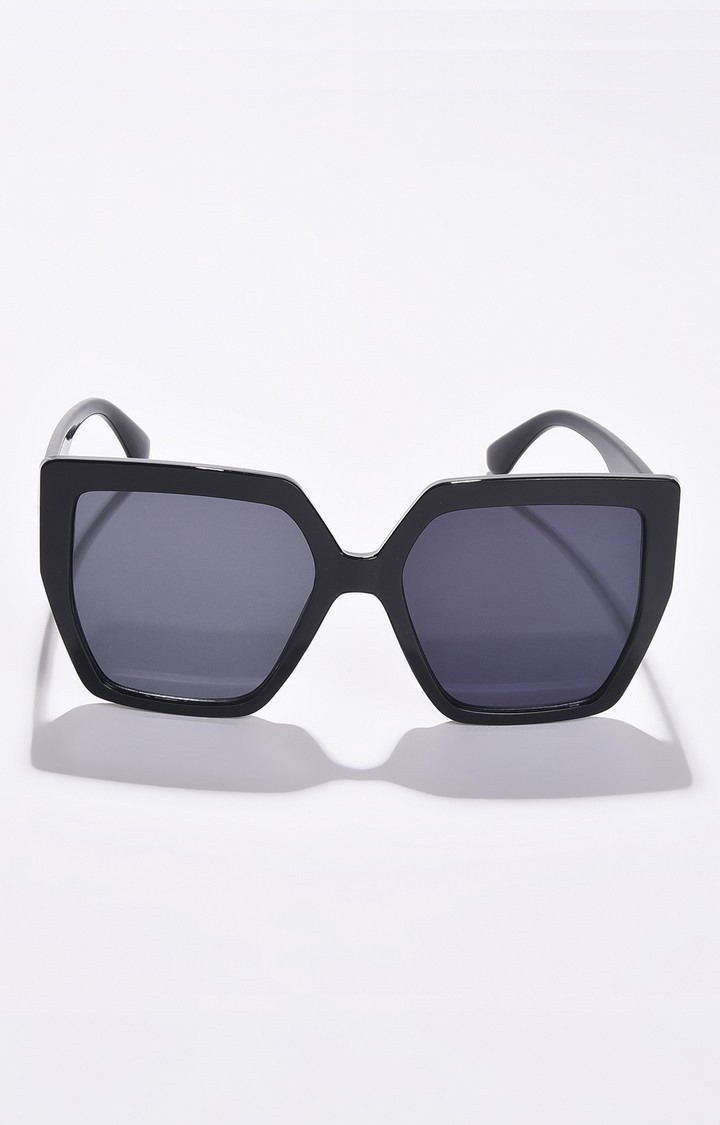 Haute Sauce By Campus Sutra Women Black Lens & Black Oversized Sunglasses With Uv Protected Lens