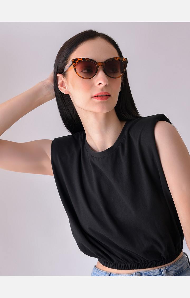 Haute Sauce By Campus Sutra Women Black Lens & Orange Cateye Sunglasses With Uv Protected Lens