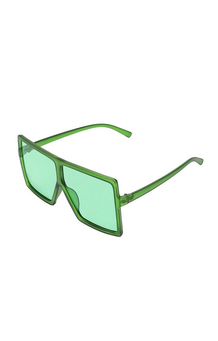 Haute Sauce By Campus Sutra Women Green Lens & Green Oversized Sunglasses With Polarised Lens