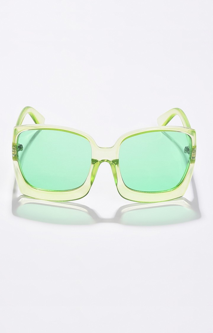 Haute Sauce By Campus Sutra Women Green Lens & Green Oversized Sunglasses