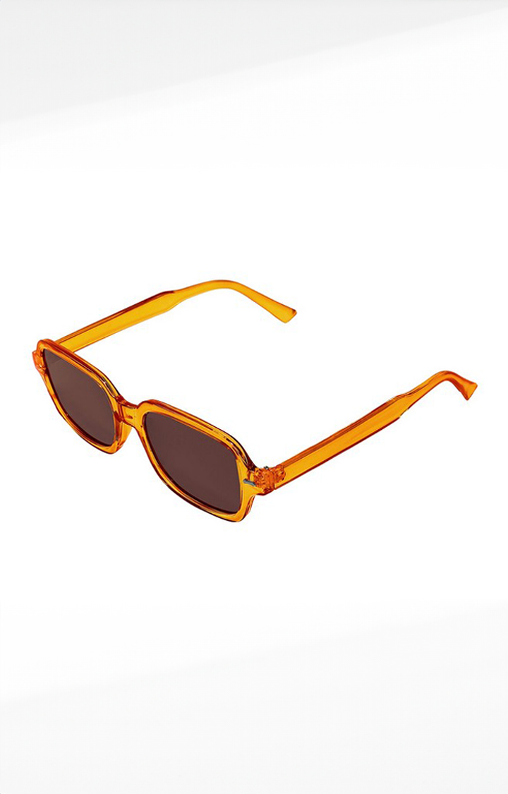Haute Sauce By Campus Sutra Women Brown Lens & Orange Wayfarer Sunglasses With Uv Protected Lens