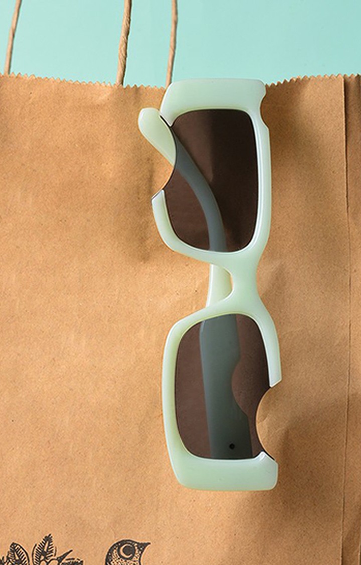 Haute Sauce By Campus Sutra Women Black Lens & Blue Rectangle Sunglasses With Uv Protected Lens