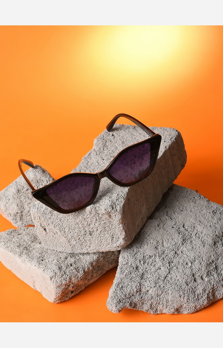 Haute Sauce By Campus Sutra Women Black Lens & Black Cateye Sunglasses With Uv Protected Lens