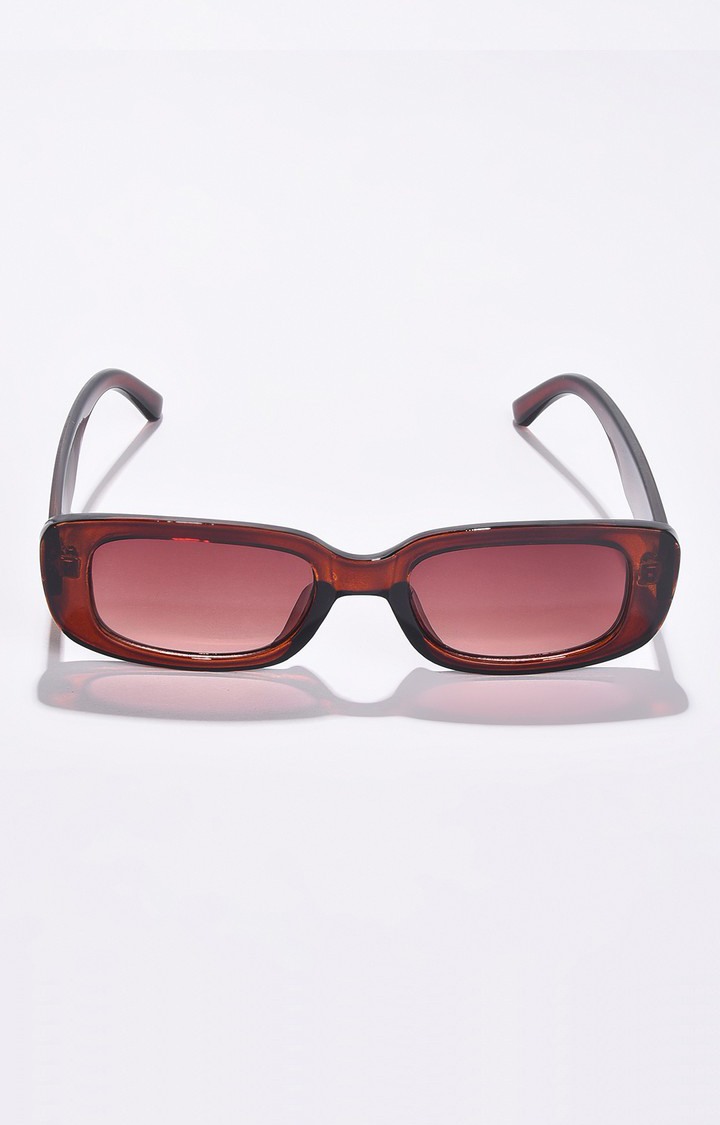 Haute Sauce By Campus Sutra Unisex Brown Lens & Brown Rectangle Sunglasses With Polarised Lens
