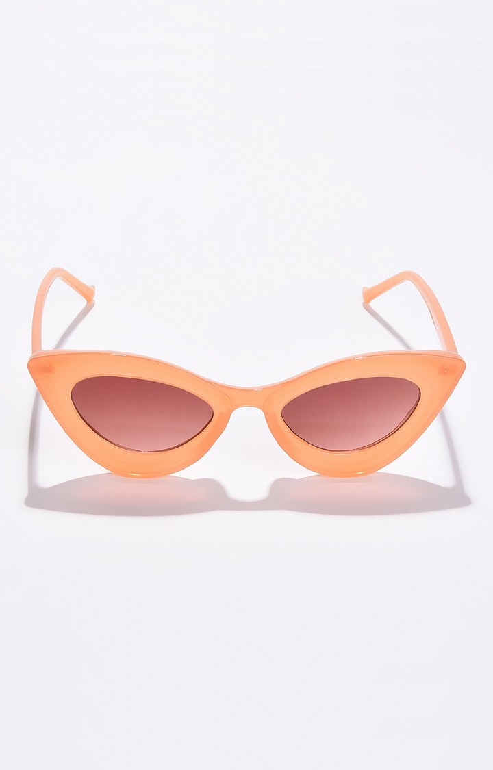 Haute Sauce By Campus Sutra Women Brown Lens & Orange Cateye Sunglasses With Polarised And Uv Protected Lens