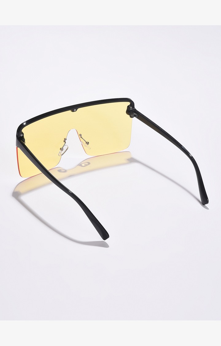 Haute Sauce By Campus Sutra Unisex Yellow Lens & Black Oversized Sunglasses With Polarised Lens