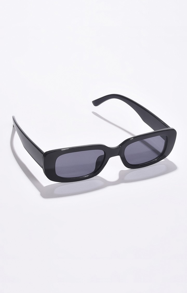 Haute Sauce By Campus Sutra Unisex Black Lens & Black Rectangle Sunglasses With Uv Protected Lens