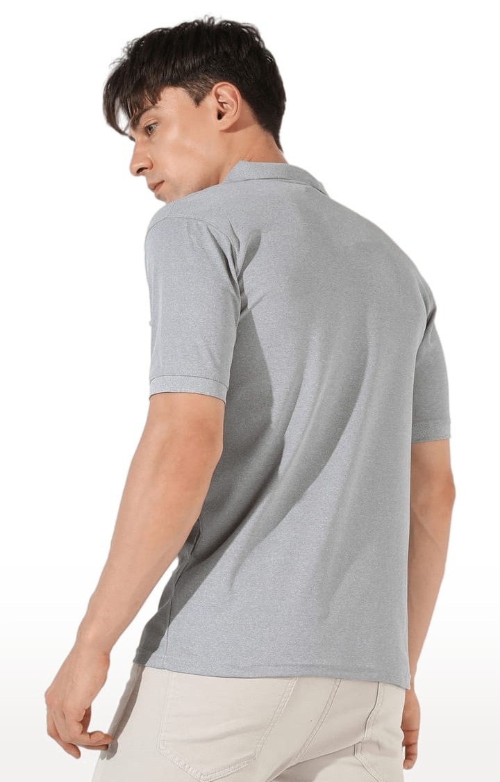 Men's Grey Polyester Solid Activewear T-Shirt