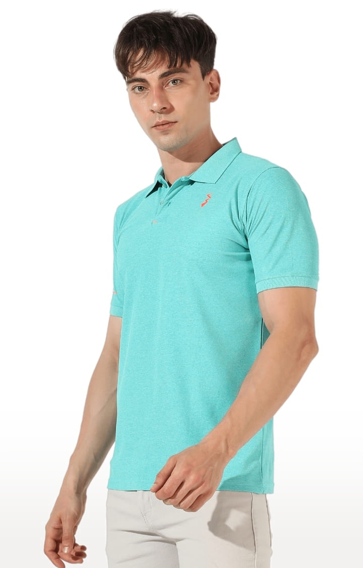 CAMPUS SUTRA | Men's Aqua Green Polyester Solid Activewear T-Shirt