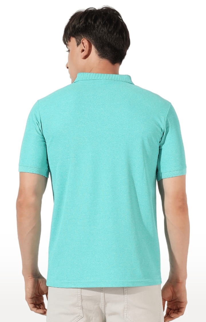 Men's Aqua Green Polyester Solid Activewear T-Shirt