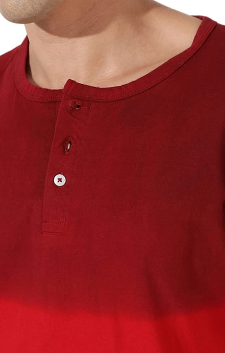 Men's Red Colourblock Regular T-Shirts