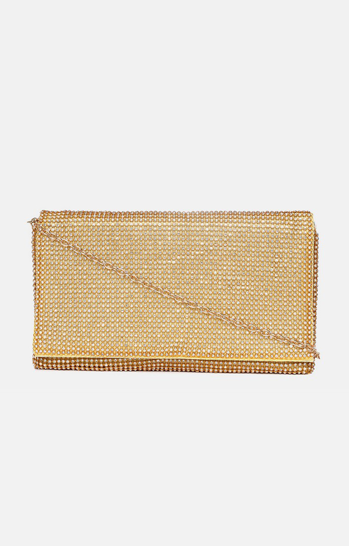 Haute Sauce By Campus Sutra Gold Pu Clutch Bags