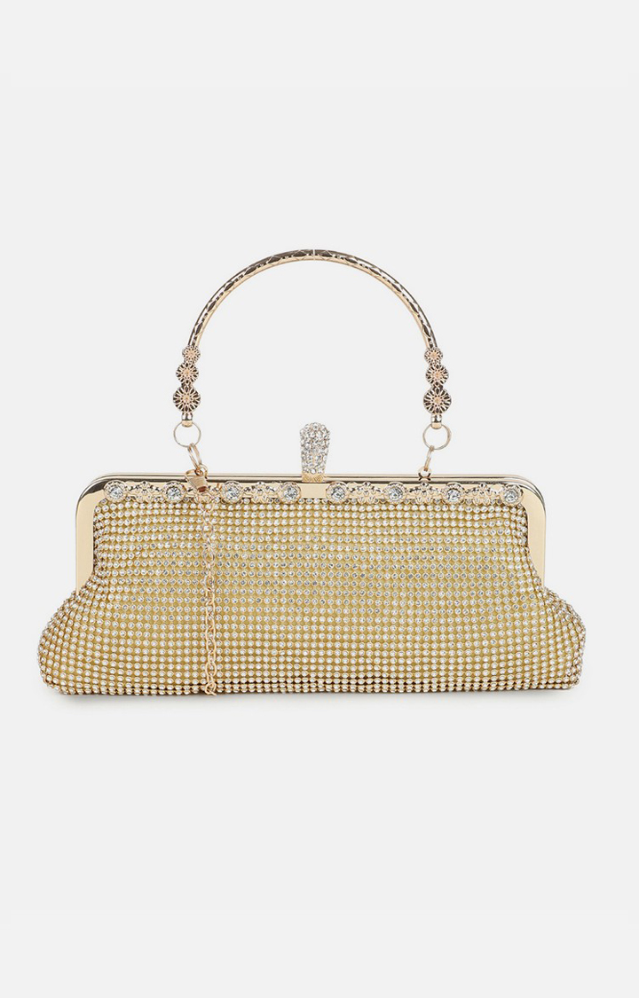 Haute Sauce By Campus Sutra Gold Pu Clutch Bags