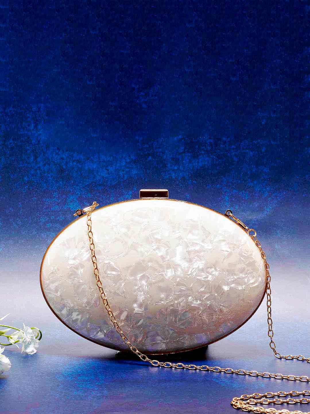 Haute Sauce By Campus Sutra White Metal Clutch Bags