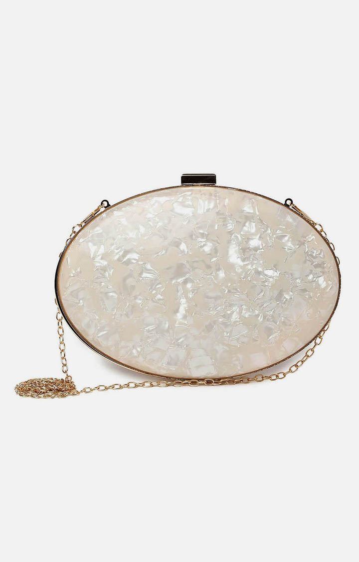 Haute Sauce By Campus Sutra White Metal Clutch Bags