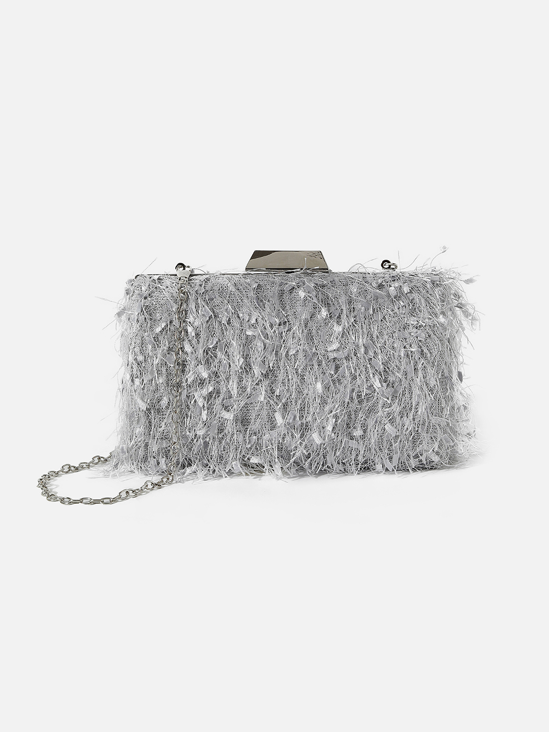 Haute Sauce By Campus Sutra Silver Fabric Clutch Bags