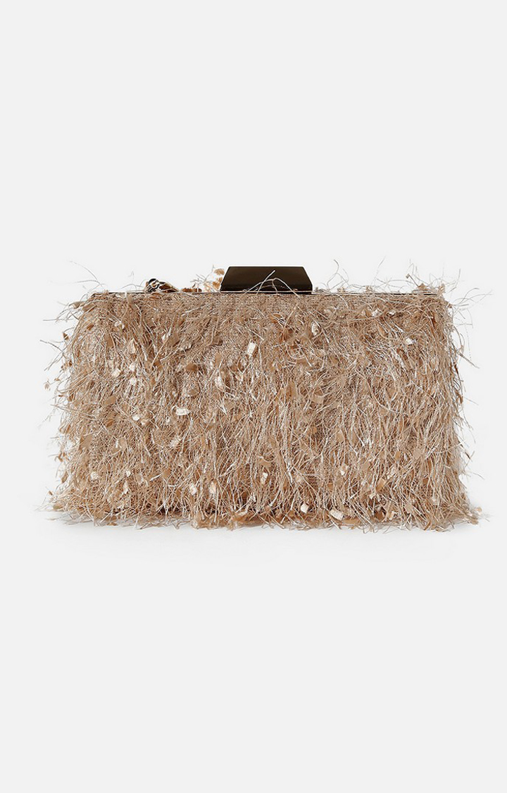 Haute Sauce By Campus Sutra Gold Fabric Clutch Bags