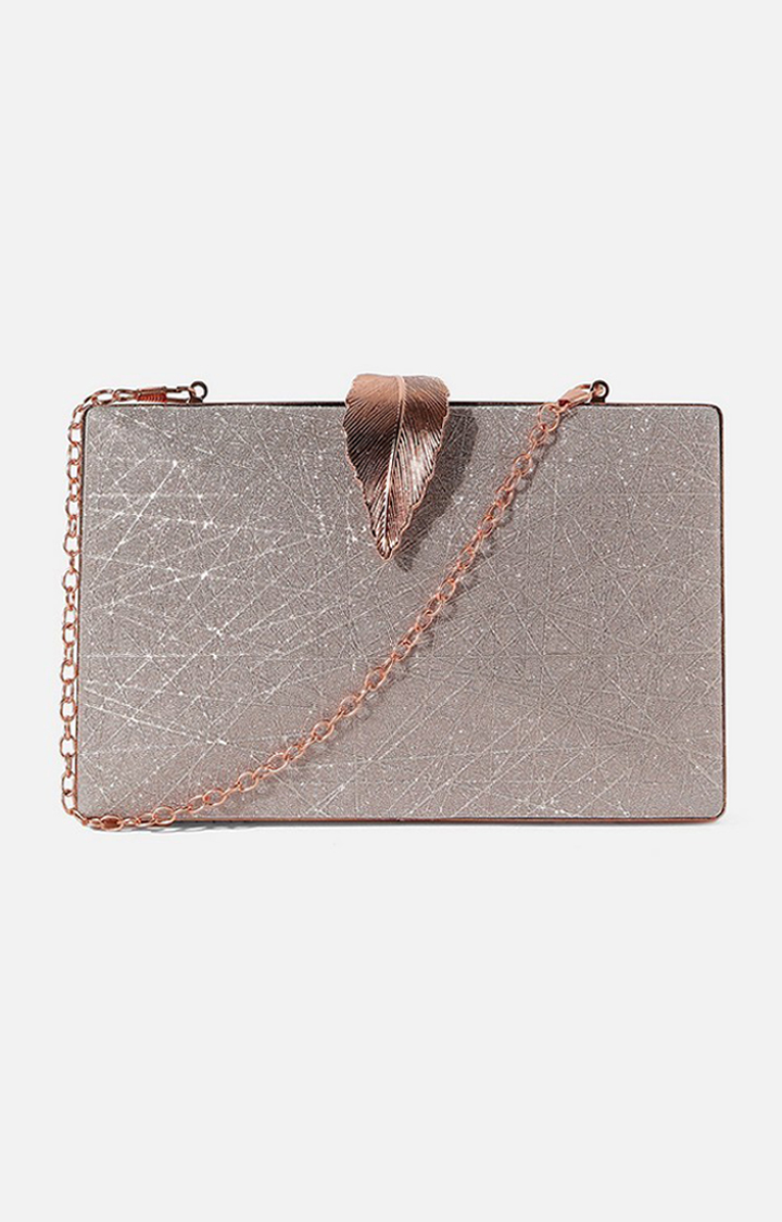 Haute Sauce By Campus Sutra Gold Fabric Clutch Bags