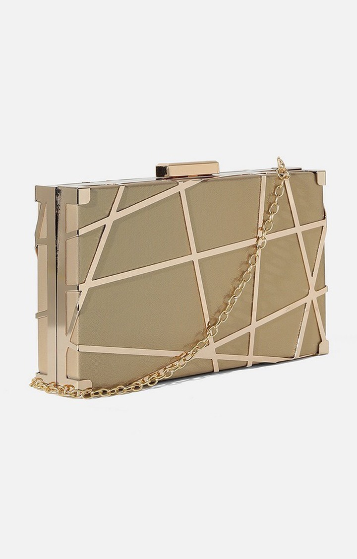 Haute Sauce By Campus Sutra Gold Fabric Clutch Bags