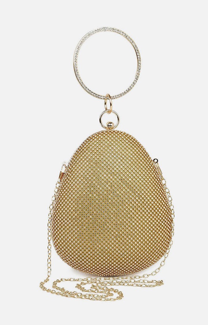 Haute Sauce By Campus Sutra Gold Metal Clutch Bags