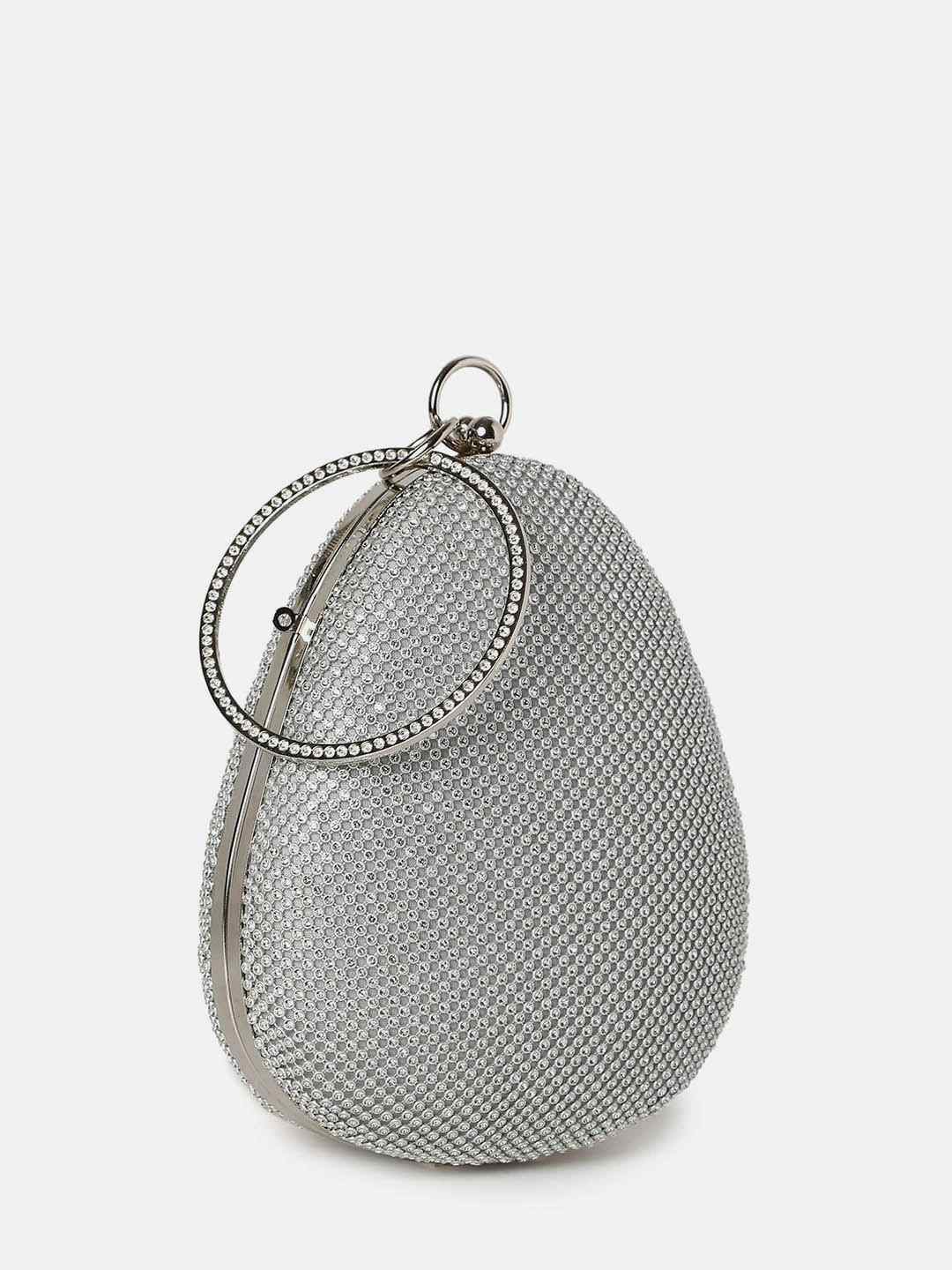 Haute Sauce By Campus Sutra Silver Metal Clutch Bags