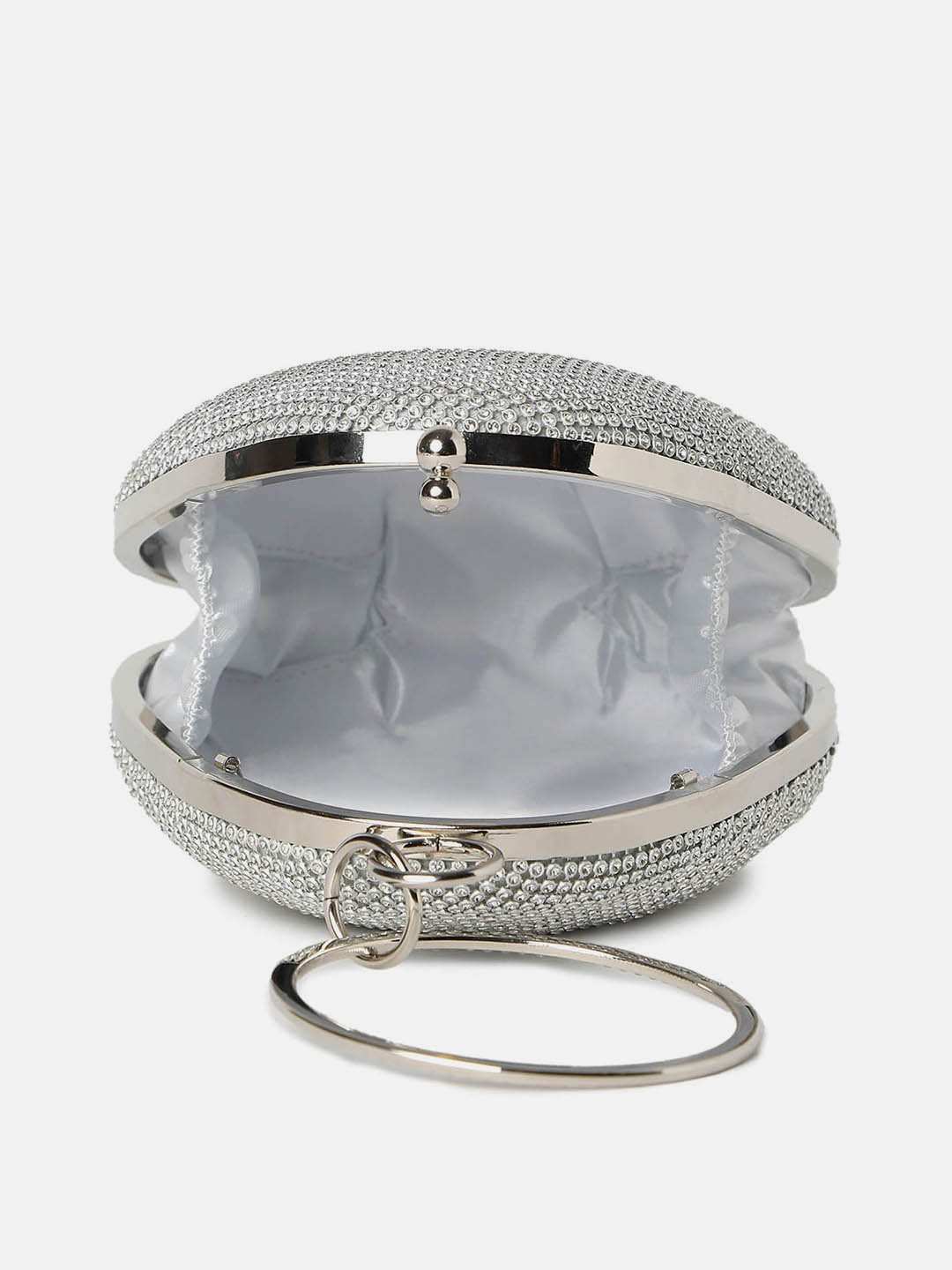 Haute Sauce By Campus Sutra Silver Metal Clutch Bags
