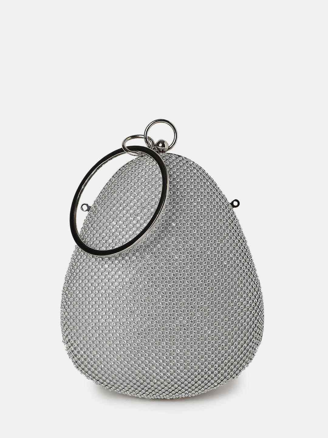 Haute Sauce By Campus Sutra Silver Metal Clutch Bags