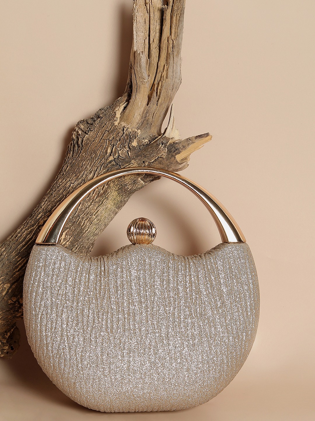 Haute Sauce By Campus Sutra Gold Pu Clutch Bags